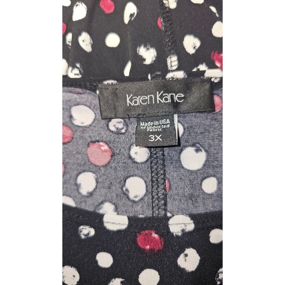 Karen Kane Plus Size 3X Polka Dot Midi Dress Black White Red 3/4 Sleeve USA - Picture 8 of 10